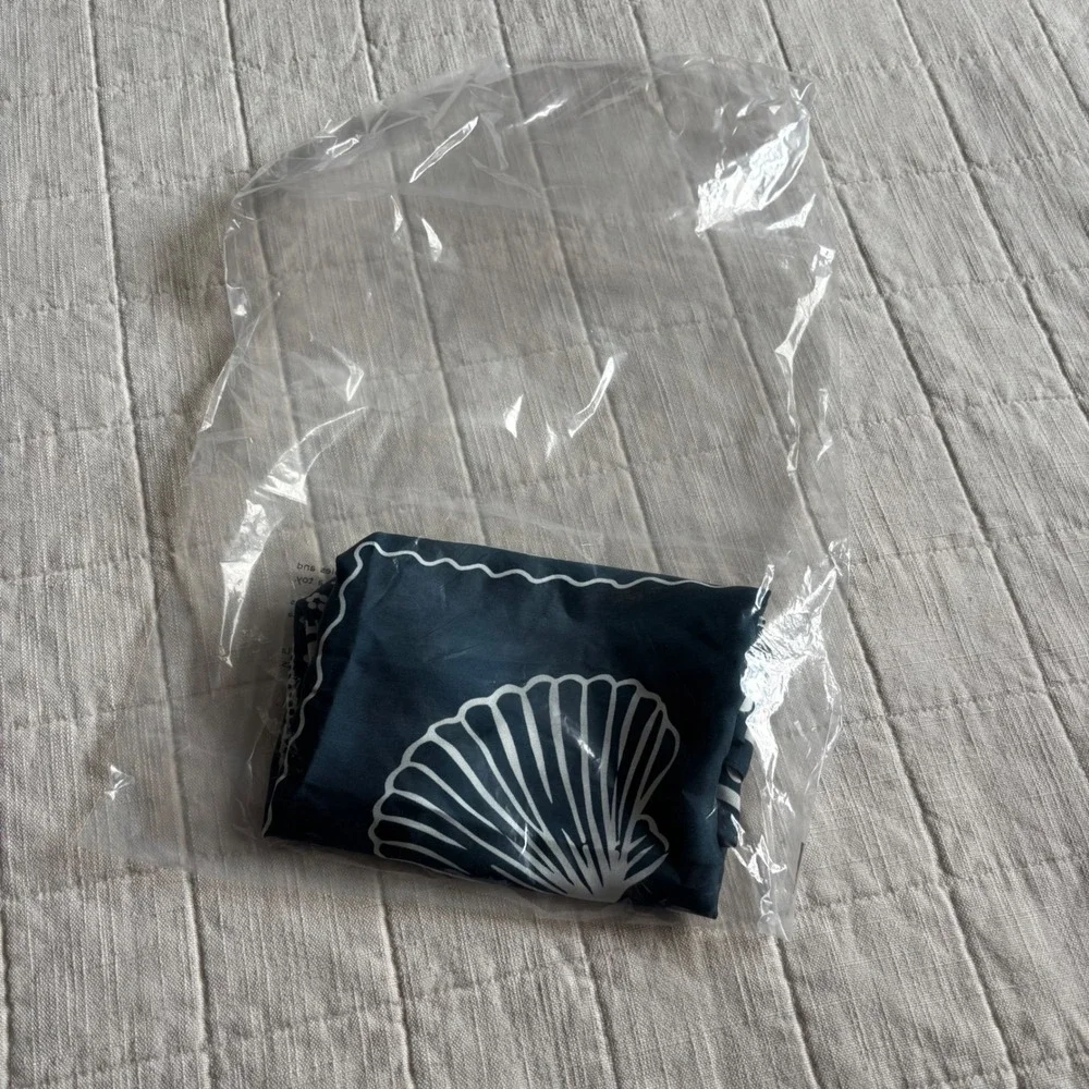 Madewell Silk Bandana Scarf Women OS Teal New Sea Shell Nautical NS765